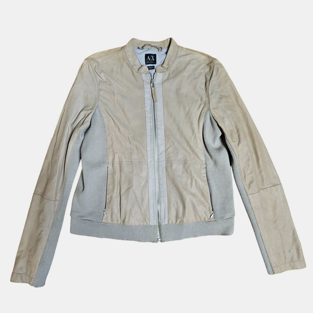 A|X Armani Exchange Bomber Jacket Womens Goat Leather Full Zip Size XL